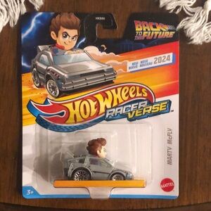 Mattel Hot Wheels Racer Verse Marty McFly Silver DeLorean Car